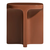 Brown resin side table with a minimalist design and smooth surface. Ideal for modern decor.