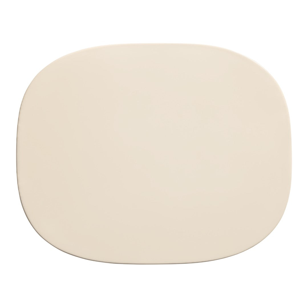 Beige oval plate with a smooth, matte finish, perfect for modern table settings.