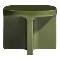 Green contemporary side table with a smooth, glossy finish and minimalist design. Perfect for modern interiors.