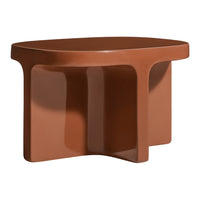 Rustic terracotta side table with a sleek, modern design and smooth, glossy finish. Perfect for contemporary decor.