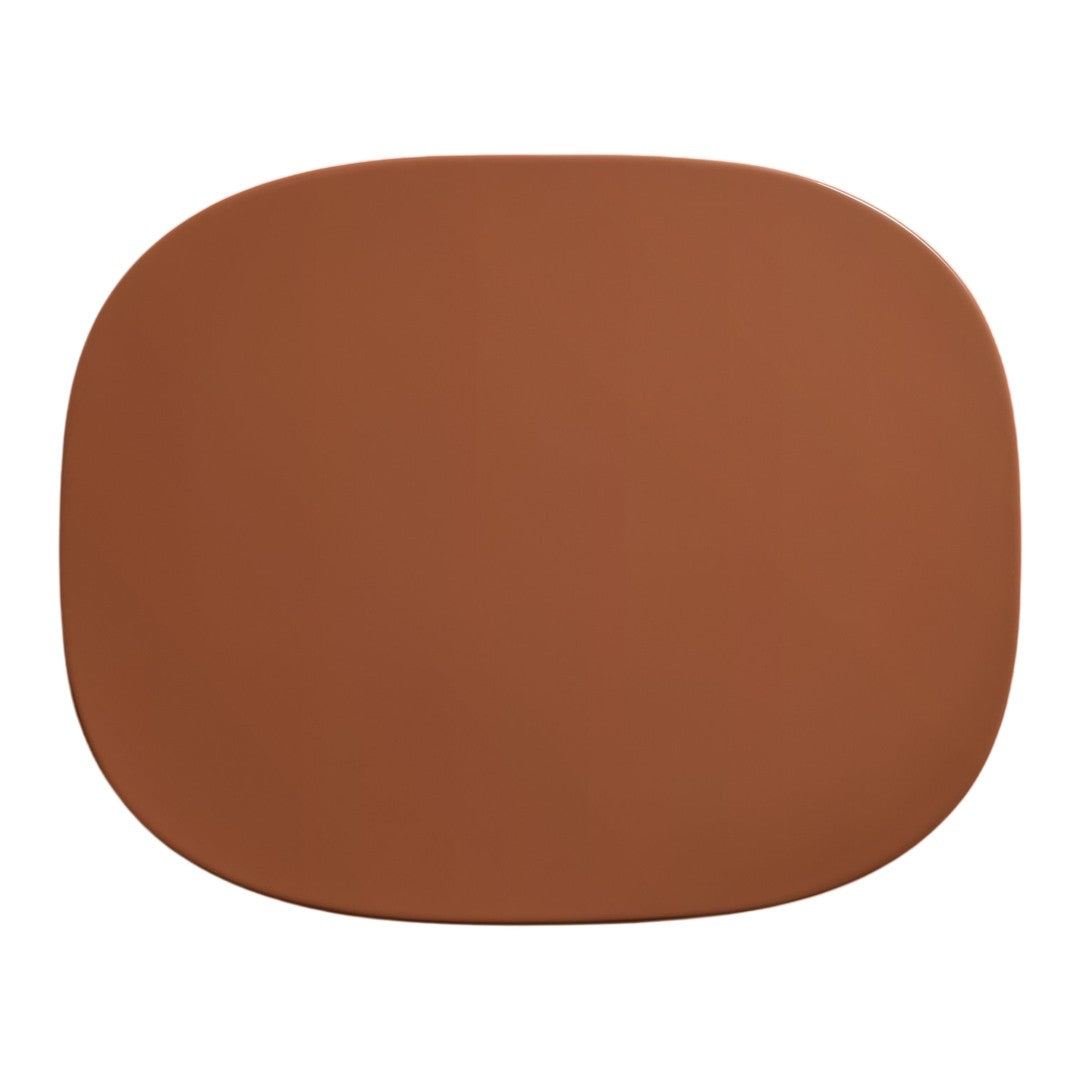 "Warm terracotta hue with a smooth, oval design, perfect for modern decor."