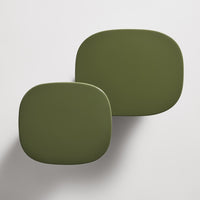 Set of two olive green serving trays with smooth, rounded edges and a minimalist design on a light background.