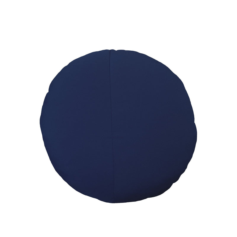 Navy blue round cushion with a smooth, solid pattern, perfect for modern decor and comfort.