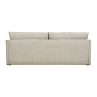 Light gray upholstered sofa with sleek lines and no visible patterns. Stylish and modern design for contemporary spaces.