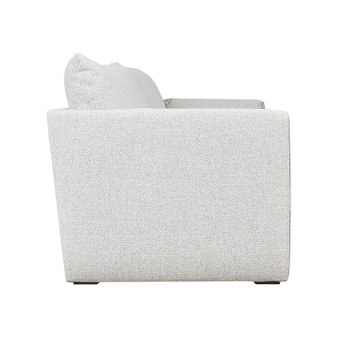 Light gray textured fabric sofa with a minimalist design and clean lines. Perfect for modern interiors.
