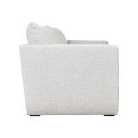 Light gray textured fabric sofa with a minimalist design and clean lines. Perfect for modern interiors.