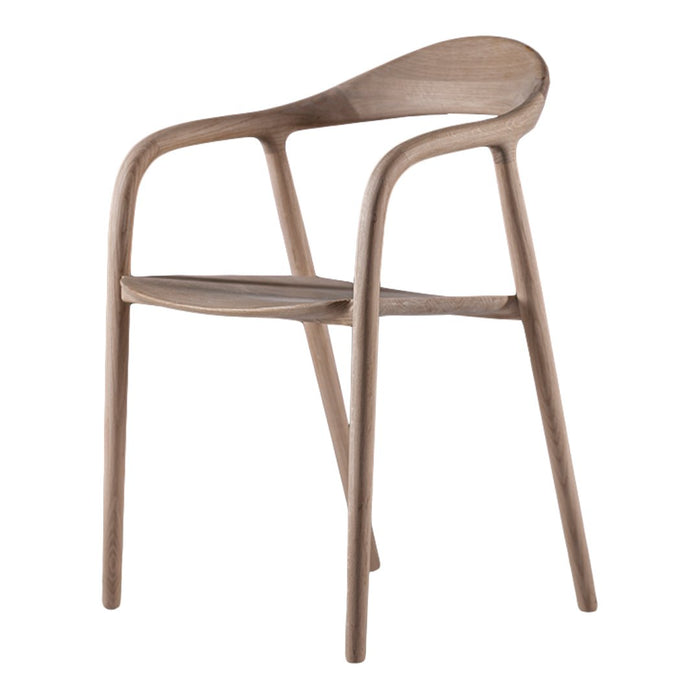 Light wood chair with smooth curves and a natural finish, showcasing minimalist design and elegant simplicity.