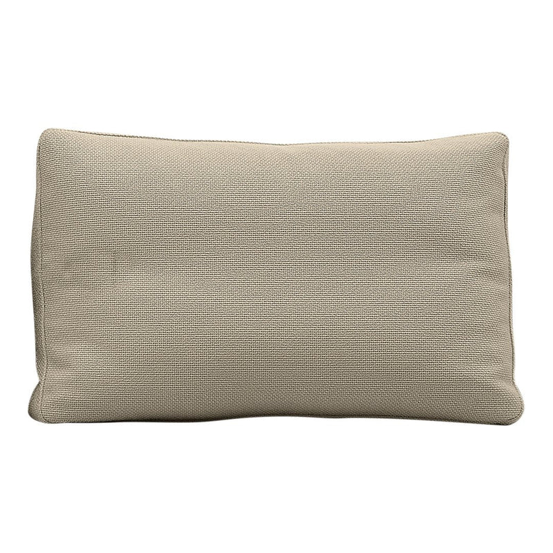 Beige rectangular pillow with a textured, smooth fabric surface, ideal for chic home decor.