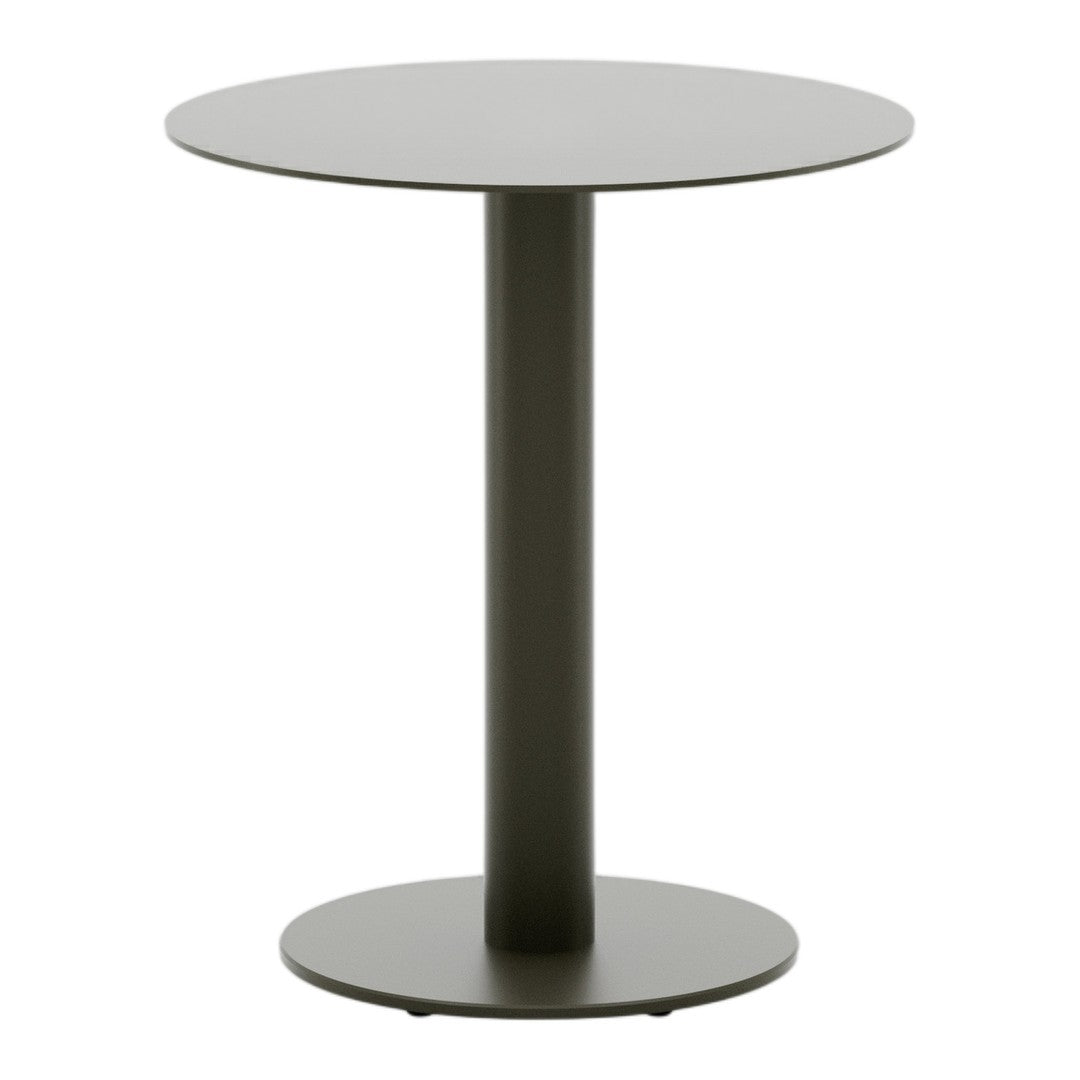 Round black side table with a sleek, minimalist design and smooth, solid finish. Ideal for modern interiors.