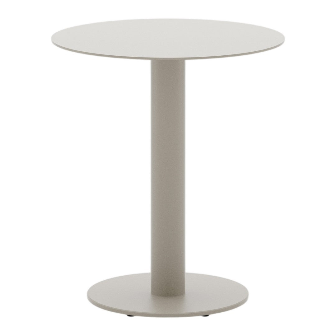 Light gray round table with a sleek, minimal design and smooth surface, perfect for modern decor.