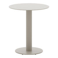 Light gray round table with a sleek, minimal design and smooth surface, perfect for modern decor.