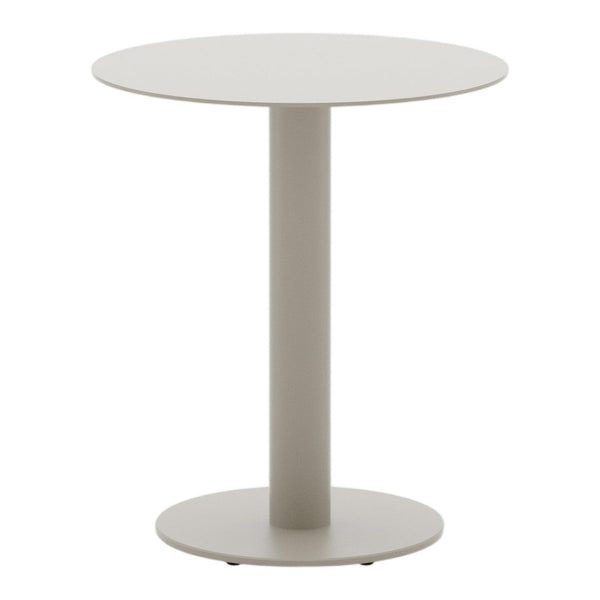 Light gray round table with a sleek, minimal design and smooth surface, perfect for modern decor.