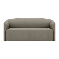 Neutral gray sofa with a smooth, minimalist design and rounded edges, perfect for modern interiors.