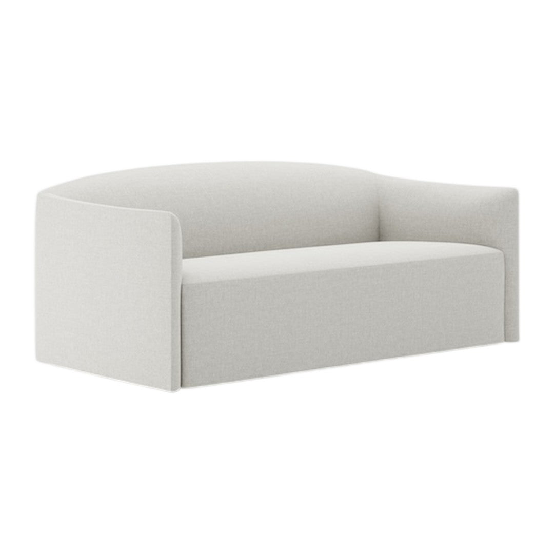 Modern light gray sofa with a sleek, minimalist design and soft, smooth upholstery. Perfect for contemporary decor.