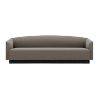 Modern gray sofa with sleek lines and a minimalist design, featuring a solid black base. Perfect for contemporary interiors.