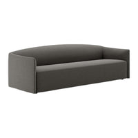Gray upholstered sofa with a sleek, modern design and smooth, minimalist lines. Perfect for contemporary decor.