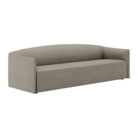 Neutral taupe sofa with a smooth, solid fabric finish and minimalist design, perfect for modern interiors.