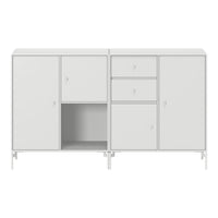 Stylish white cabinet with sleek lines and minimalistic design, featuring multiple storage options and a smooth finish.