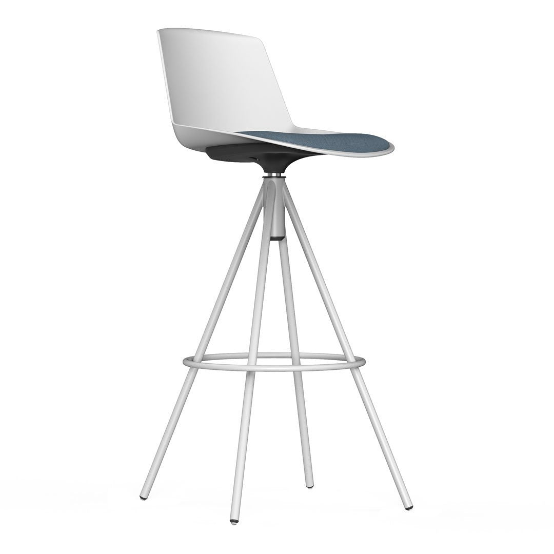 Noom Series 40 Counter Stool - Steel Pyramid Base - Seat Upholstered