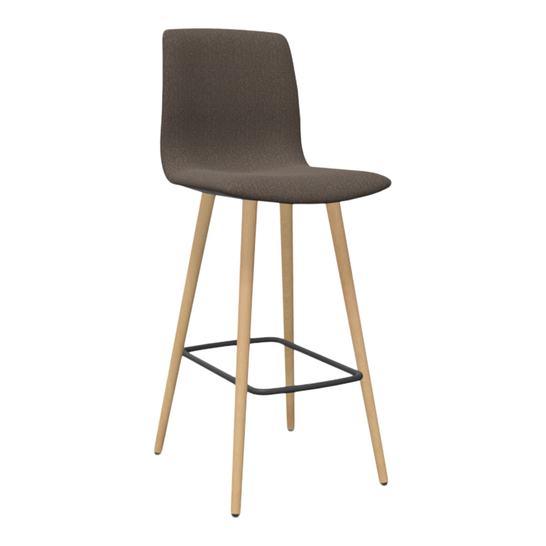 Noom Series 50 Bar Stool - Wood Legs - Upholstered Shell