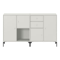 Light gray cabinet with a sleek, minimalist design featuring smooth surfaces and subtle textures.