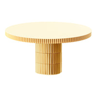Round yellow table with ribbed base and smooth top, perfect for modern decor.