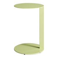 Modern light green side table with minimalist design and smooth round surfaces. Perfect for contemporary decor.