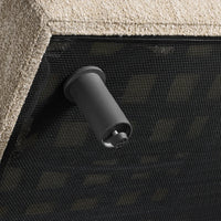 Black mesh pattern with beige textured fabric detail, featuring a sleek black fitting. Ideal for modern outdoor decor.