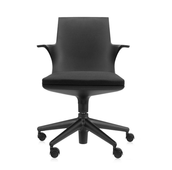 Sleek black ergonomic office chair with a smooth matte finish and minimalist design. Perfect for modern workspaces.