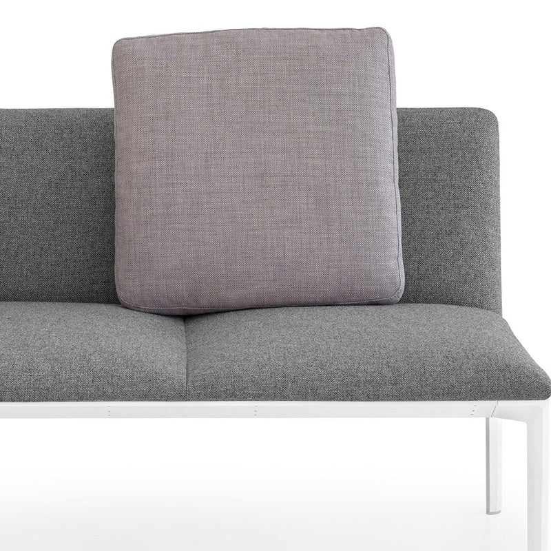 Gray sofa with a textured light gray cushion, featuring a modern minimalist design and clean lines.