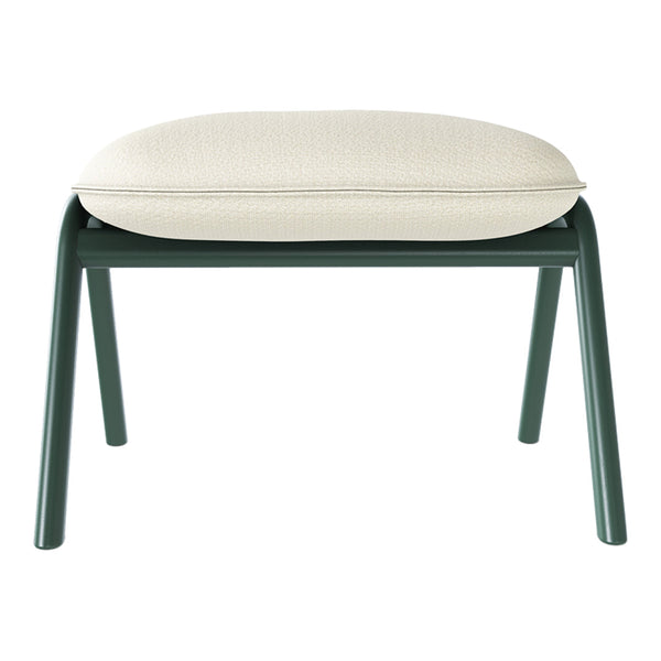 Green metal frame with a textured cream cushion, offering a modern, minimalist design. Perfect for stylish interiors.