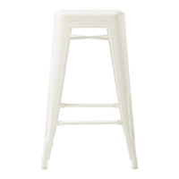 White metal bar stool with a sleek, minimalist design and no visible patterns. Ideal for modern decor.
