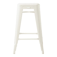 White metal bar stool with a sleek, minimalist design and smooth, solid surface. Perfect for modern interiors.