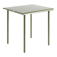 Green square table with a sleek, minimalist design and smooth surface. Ideal for modern decor.