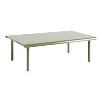 Sleek light green rectangular coffee table with a minimalist design and smooth surface. Ideal for modern interiors.