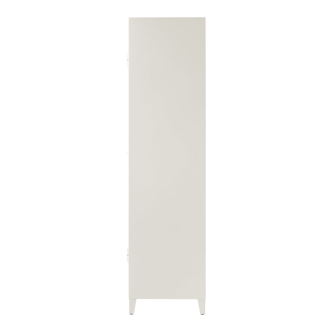 Sleek, tall storage cabinet in soft cream with a smooth, modern finish. Ideal for minimalistic decor.