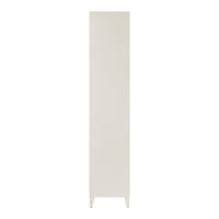 Sleek tall cabinet in a solid light beige finish, featuring a smooth, minimalist design with no visible patterns.