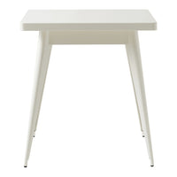 White side table with a sleek, minimalist design and smooth surface, perfect for modern decor.
