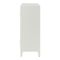 Sleek white cabinet with a smooth, minimalist design and no visible patterns, perfect for modern spaces.