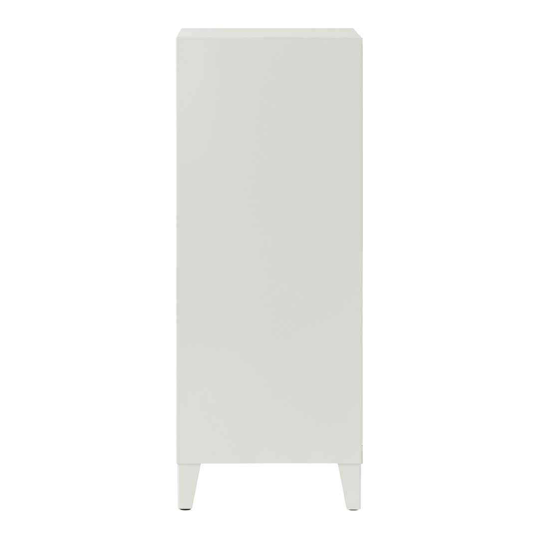 Sleek, modern white cabinet with a smooth finish and minimalist design. Perfect for contemporary interiors.