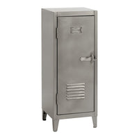 Metallic gray locker with a sleek, minimalist design and horizontal slatted vents. Perfect for industrial decor.