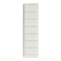 White storage cabinet with eight smooth, flat panel doors in a minimalist design. Ideal for modern spaces.