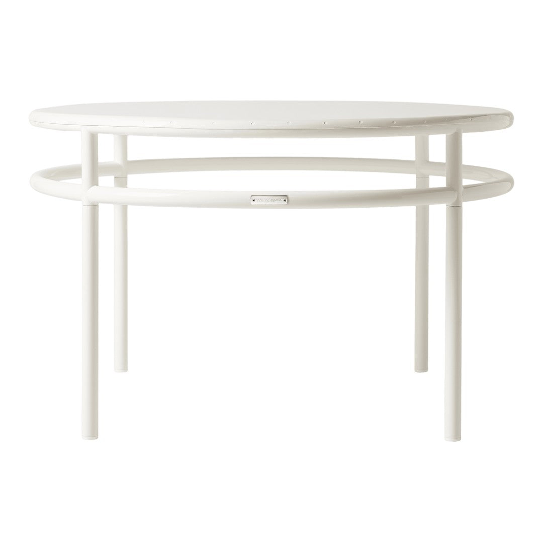 White oval coffee table with minimalist design and smooth, sleek finish. Perfect for modern decor.