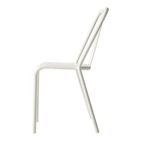 White modern chair with a sleek, minimalistic design and smooth, curved lines. Perfect for contemporary decor.