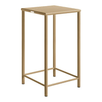 Tan square bar table with a sleek, minimalist design and smooth, solid surface. Ideal for modern decor.
