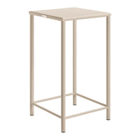 Beige metal bar stool with a simple, modern design and clean lines. Perfect for minimalist decor.