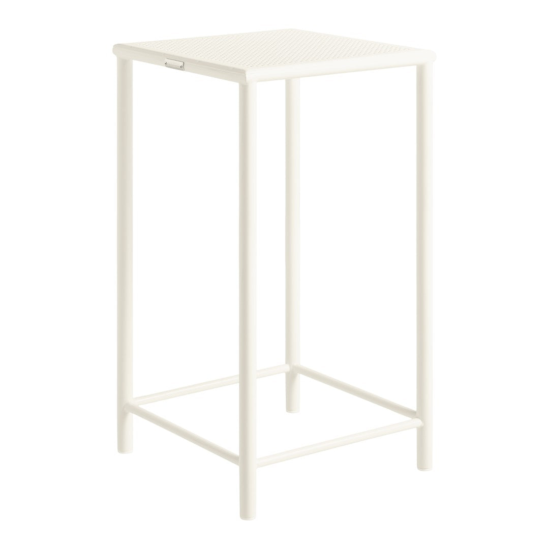 White bar table with a sleek, minimalist design and smooth finish, perfect for modern interiors.