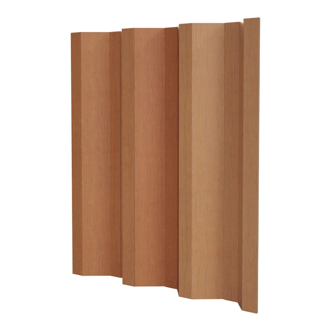 Natural wood panel in warm honey and light caramel tones with a textured, curved design. Perfect for home decor.