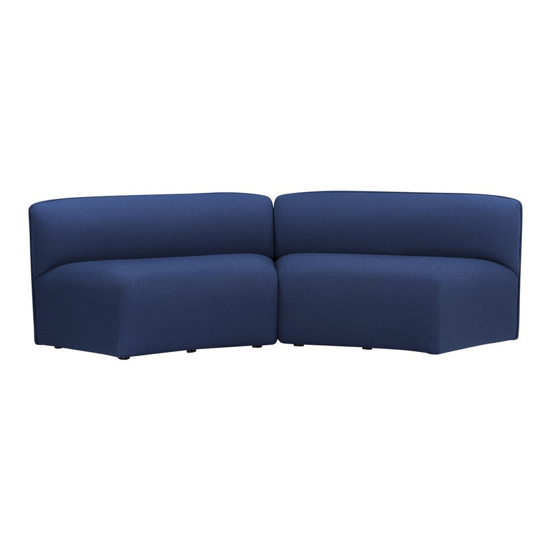 Deep navy blue sectional sofa with a modern, minimalist design and smooth, cohesive fabric texture.