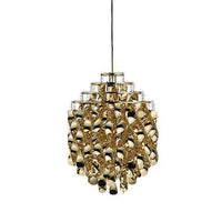 Gold and crystal chandelier with intricate woven pattern, adding elegance to any space. Perfect for modern decor.